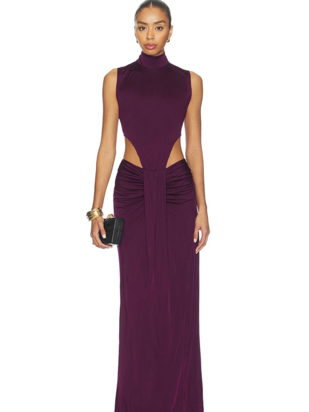 NBD REVOLVE Sleeveless High-Neck Cutout Maxi Dress in Plum